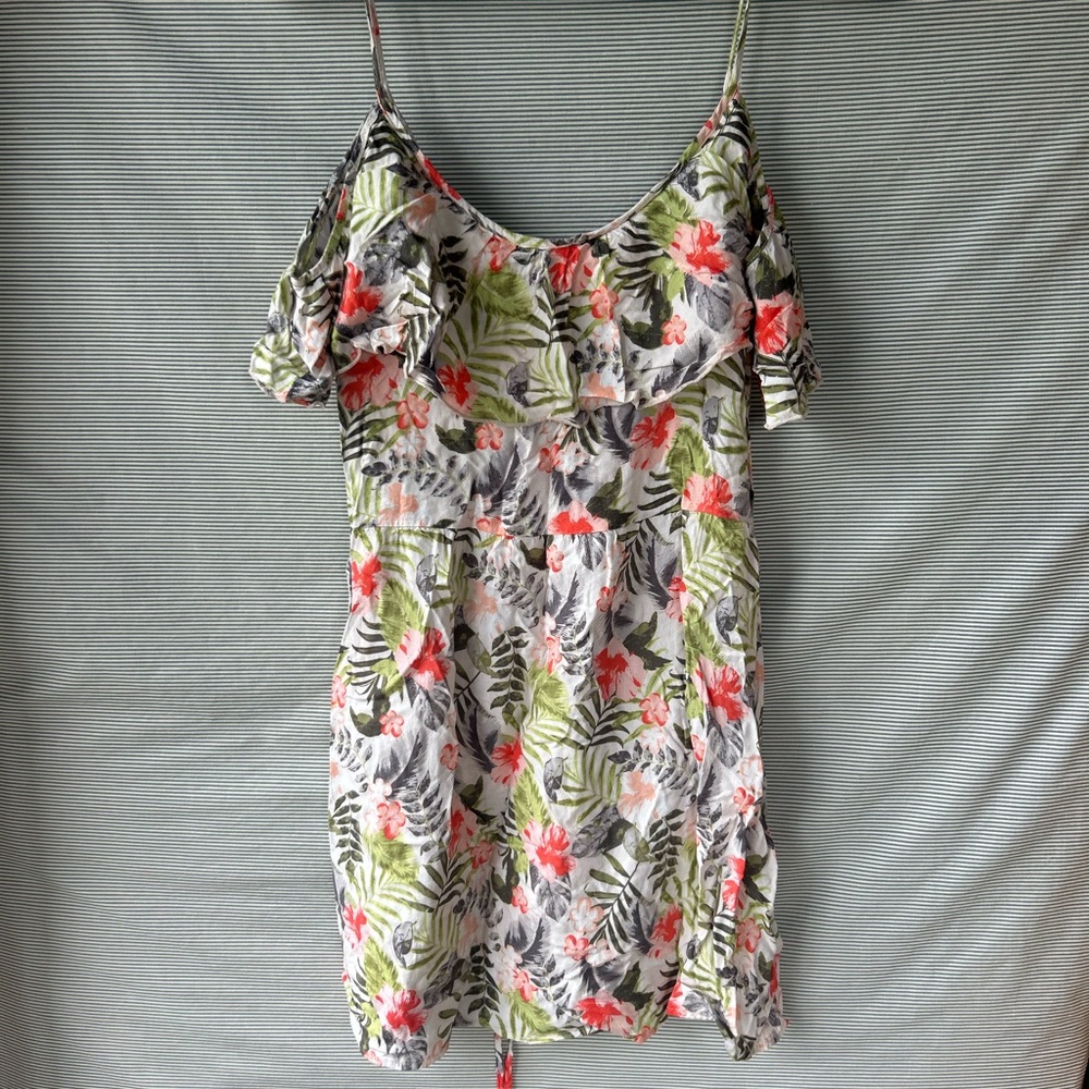 Hollister Floral Print Top with Pink and Green Accents